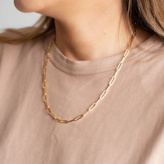 Paper Clip Necklace - 14K Solid Turkish Gold